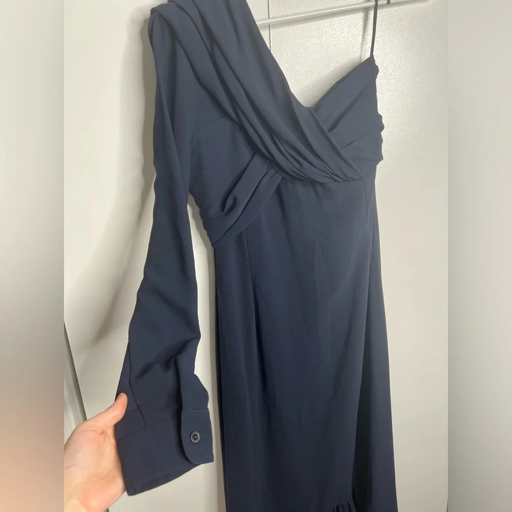 Rokh - Navy Blue One Shoulder Long Sleeve Dress - Size 36 - Picture 4 of 9